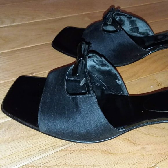 ANNE KLEIN Amuse Sandals 7.5 1/2 M Black Wedge - Picture 5 of 8